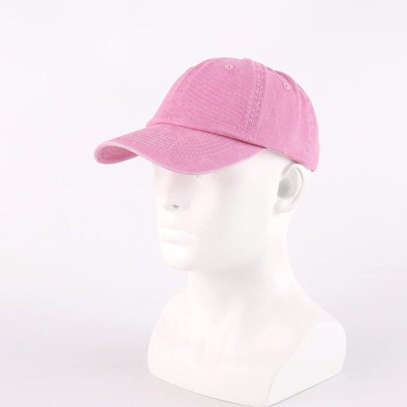 Unisex Washed-pink Baseball Cap Cotton Fits Washed Denim Adjustable Hat - Picture 7 of 7